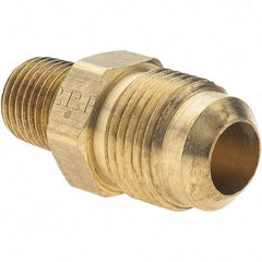 Parker - 1/2" Tube OD, Metal Flared Tube Male Connector - 1/4-18 NPTF - Industrial Tool & Supply