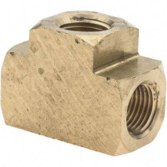 Parker - 1/8 Female Thread, Brass Industrial Pipe Female Tee - FNPTF, 1,000 psi - Industrial Tool & Supply