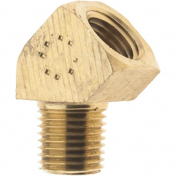 Parker - 1/4 Male Thread x 1/4 Female Thread, Brass Industrial Pipe 45° Street Elbow - MNPTF x FNPTF, 1,000 psi - Industrial Tool & Supply