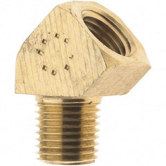 Parker - 1/4 Male Thread x 1/4 Female Thread, Brass Industrial Pipe 45° Street Elbow - MNPTF x FNPTF, 1,000 psi - Industrial Tool & Supply
