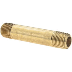 Parker - 1/8 Male Thread, Brass Industrial Pipe Long Nipple - MNPTF, 1,000 psi - Industrial Tool & Supply