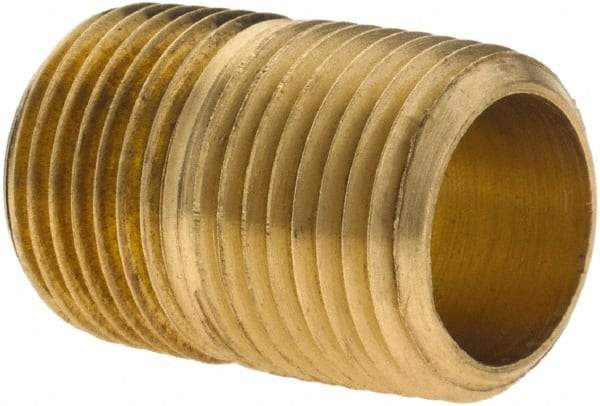 Parker - 3/8 Male Thread, Brass Industrial Pipe Close Nipple - MNPTF, 1,000 psi - Industrial Tool & Supply
