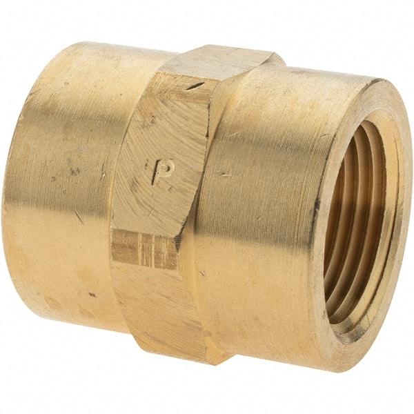 Parker - 3/4 Female Thread, Brass Industrial Pipe Coupling - FNPTF, 1,000 psi - Industrial Tool & Supply