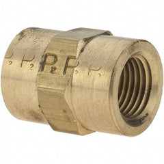 Parker - 1/8 Female Thread, Brass Industrial Pipe Coupling - FNPTF, 1,000 psi - Industrial Tool & Supply