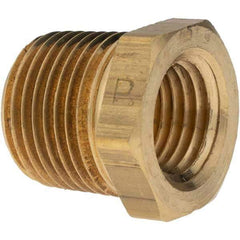 Parker - 3/8 Male Thread x 1/4 Female Thread, Brass Industrial Pipe Hex Bushing - MNPTF x FNPTF, 1,000 psi - Industrial Tool & Supply