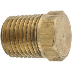 Parker - 1/4 Male Thread, Brass Industrial Pipe Hex Head Plug - MNPTF, 1,000 psi - Industrial Tool & Supply