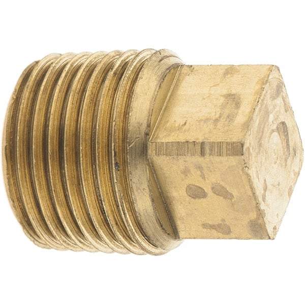 Parker - 3/8 Male Thread, Brass Industrial Pipe Square Head Plug - MNPTF, 1,000 psi - Industrial Tool & Supply