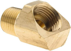 Parker - 1/4" Tube OD, 45° Brass Flared Tube Male 45° Elbow - 1/8 NPT, Flare x MNPT Ends - Industrial Tool & Supply