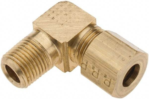 Parker - 1/4" OD, Brass Male Elbow - 300 Max Working psi, - Industrial Tool & Supply