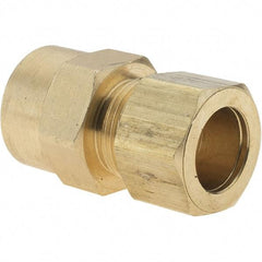 Parker - 5/8" OD, Brass Female Connector - 150 Max Working psi, Comp x FNPT Ends - Industrial Tool & Supply