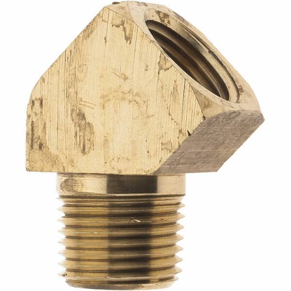Parker - 1/2 Male Thread x 1/2 Female Thread, Brass Industrial Pipe 45° Street Elbow - MNPTF x FNPTF, 1,000 psi - Industrial Tool & Supply