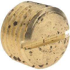 Parker - 1/4 Male Thread, Brass Industrial Pipe Slotted Plug - MNPTF, 1,000 psi - Industrial Tool & Supply