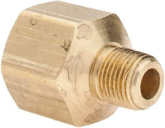 Parker - 1/8 Male Thread x 1/4 Female Thread, Brass Industrial Pipe Adapter - MNPTF x FNPTF, 1,000 psi - Industrial Tool & Supply