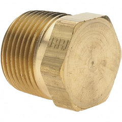 Parker - 3/4 Male Thread, Brass Industrial Pipe Hex Head Plug - MNPTF, 1,000 psi - Industrial Tool & Supply