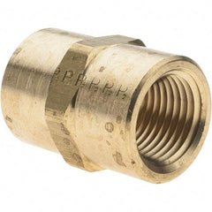 Parker - 1/2 Female Thread, Brass Industrial Pipe Coupling - FNPTF, 1,000 psi - Industrial Tool & Supply