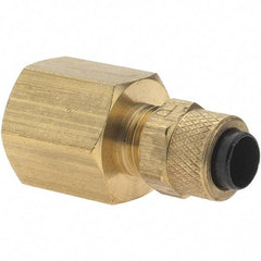 Parker - 1/4" OD, Brass Female Connector - 150 Max Working psi, Comp x FNPT Ends - Industrial Tool & Supply