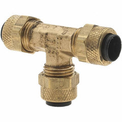 Parker - 5/16" OD, Brass Union Tee - 150 Max Working psi, Comp x Comp x Comp Ends - Industrial Tool & Supply