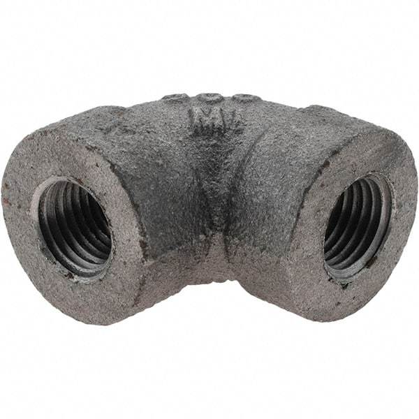 Value Collection - Size 1/4", Class 300, Malleable Iron Black Pipe 90° Elbow - 300 psi, Threaded End Connection - Industrial Tool & Supply