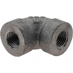 Value Collection - Size 1/4", Class 300, Malleable Iron Black Pipe 90° Elbow - 300 psi, Threaded End Connection - Industrial Tool & Supply