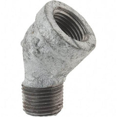 Value Collection - Class 150, 1/2" Galvanized Pipe 45° Street Elbow - Threaded, Malleable Iron - Industrial Tool & Supply