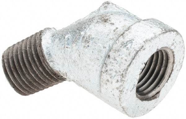 Value Collection - Class 150, 1/4" Galvanized Pipe 45° Street Elbow - Threaded, Malleable Iron - Industrial Tool & Supply