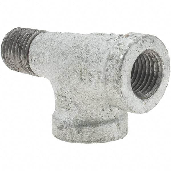 Value Collection - Size 1/4", Class 150, Malleable Iron Galvanized Pipe Street Tee - 150 psi, Threaded End Connection - Industrial Tool & Supply