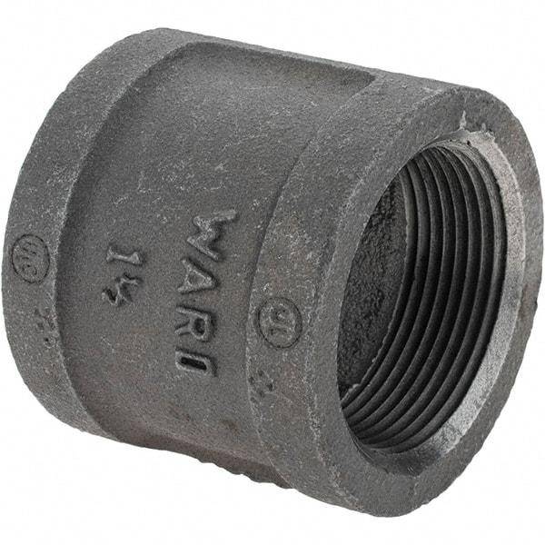 Value Collection - Size 1-1/2", Class 150, Malleable Iron Black Pipe Coupling (Right Hand) - 150 psi, Threaded End Connection - Industrial Tool & Supply