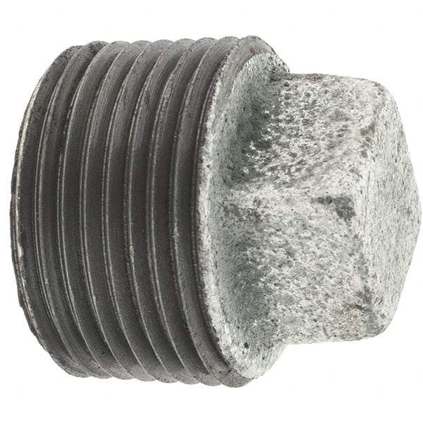 Value Collection - Class 150, 1" Galvanized Pipe Square Plug - Threaded, Malleable Iron - Industrial Tool & Supply