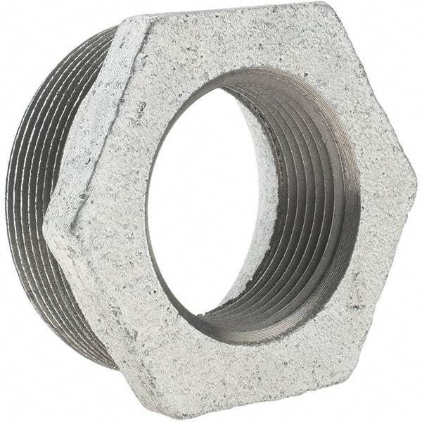 Value Collection - Class 150, 2 x 1-1/4" Galvanized Pipe Hex Bushing - Threaded, Malleable Iron - Industrial Tool & Supply