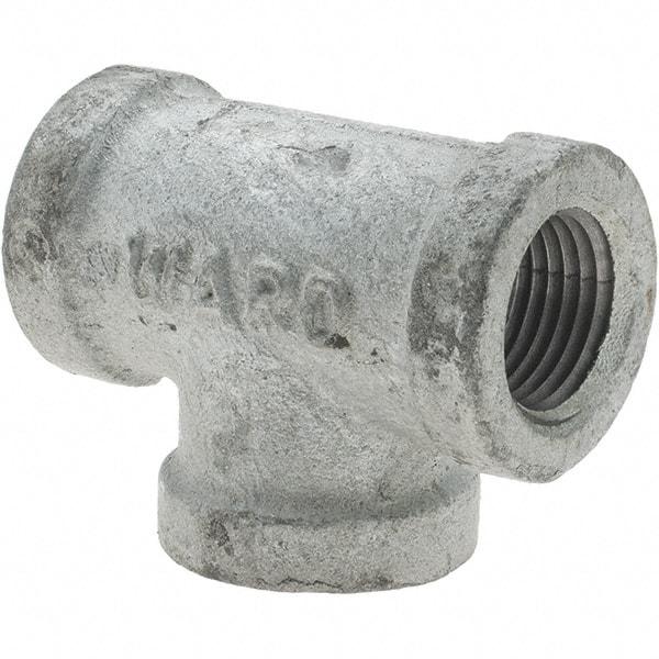 Value Collection - Class 150, 1/2" Galvanized Pipe Tee - Threaded, Malleable Iron - Industrial Tool & Supply