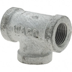 Value Collection - Class 150, 1/2" Galvanized Pipe Tee - Threaded, Malleable Iron - Industrial Tool & Supply