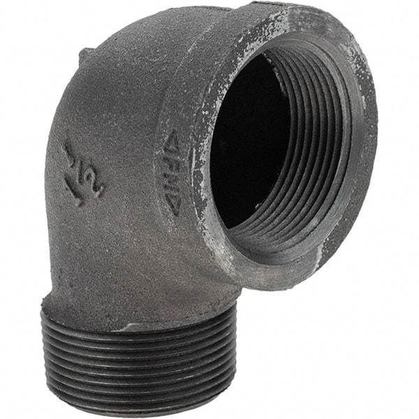Value Collection - Size 1-1/2", Class 150, Malleable Iron Black Pipe 90° Street Elbow - 150 psi, Threaded End Connection - Industrial Tool & Supply