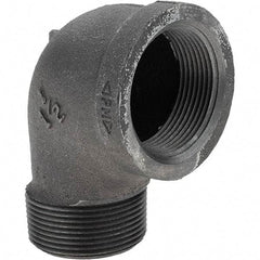 Value Collection - Size 1-1/2", Class 150, Malleable Iron Black Pipe 90° Street Elbow - 150 psi, Threaded End Connection - Industrial Tool & Supply
