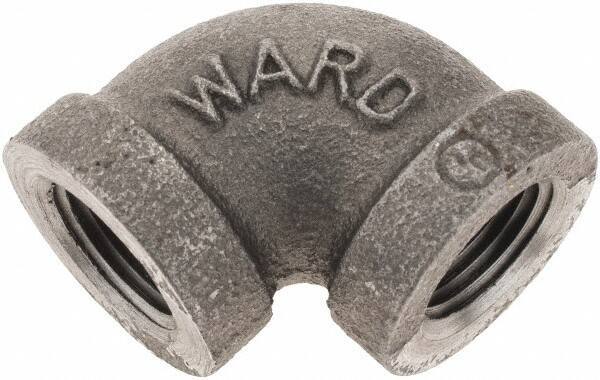 Value Collection - Size 3/8", Class 150, Malleable Iron Black Pipe 90° Elbow - 150 psi, Threaded End Connection - Industrial Tool & Supply