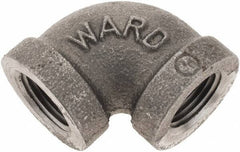 Value Collection - Size 3/8", Class 150, Malleable Iron Black Pipe 90° Elbow - 150 psi, Threaded End Connection - Industrial Tool & Supply