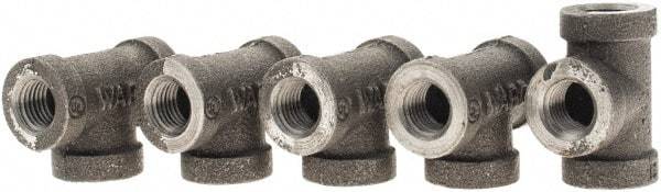 Value Collection - Size 1/4", Class 150, Malleable Iron Black Pipe Tee - 150 psi, Threaded End Connection - Industrial Tool & Supply