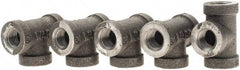 Value Collection - Size 1/4", Class 150, Malleable Iron Black Pipe Tee - 150 psi, Threaded End Connection - Industrial Tool & Supply