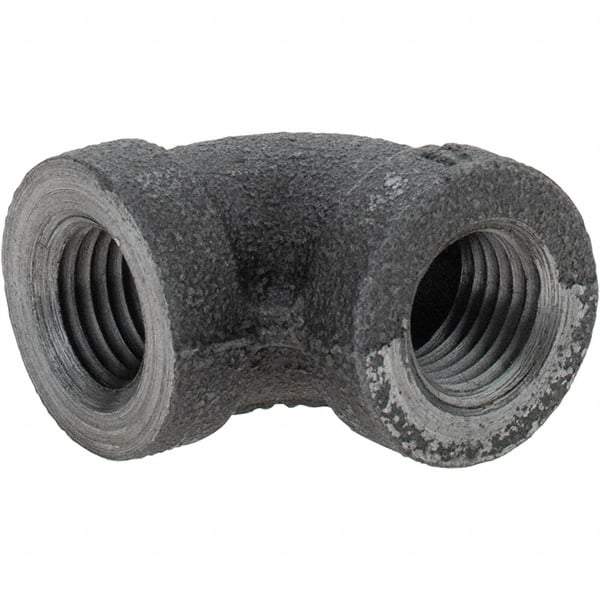 Value Collection - Size 1/4", Class 150, Malleable Iron Black Pipe 90° Elbow - 150 psi, Threaded End Connection - Industrial Tool & Supply