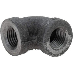 Value Collection - Size 1/4", Class 150, Malleable Iron Black Pipe 90° Elbow - 150 psi, Threaded End Connection - Industrial Tool & Supply