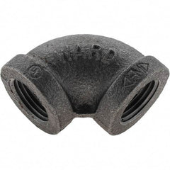 Value Collection - Size 1/2", Class 150, Malleable Iron Black Pipe 90° Elbow - 150 psi, Threaded End Connection - Industrial Tool & Supply