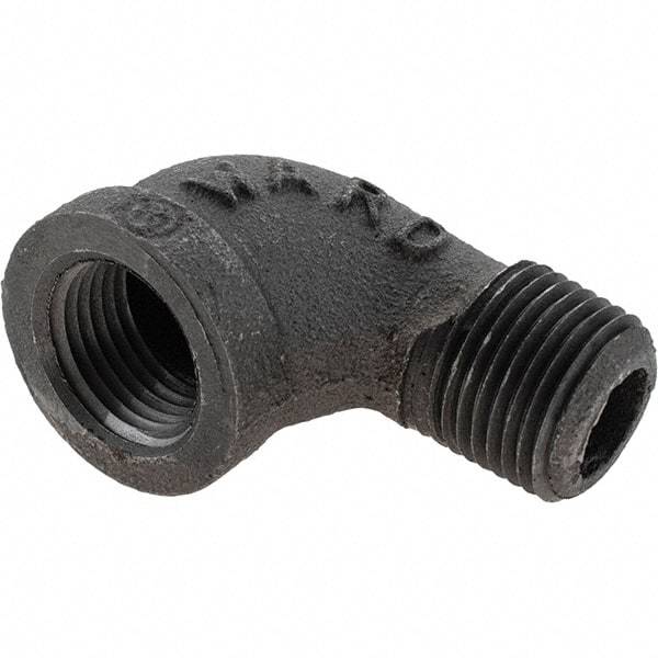 Value Collection - Size 1/2", Class 150, Malleable Iron Black Pipe 90° Street Elbow - 150 psi, Threaded End Connection - Industrial Tool & Supply