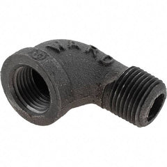 Value Collection - Size 1/2", Class 150, Malleable Iron Black Pipe 90° Street Elbow - 150 psi, Threaded End Connection - Industrial Tool & Supply