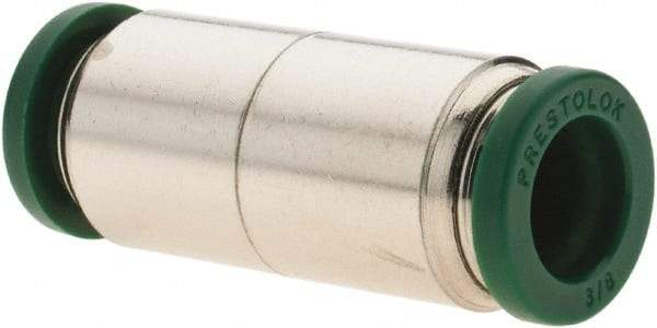 Parker - 3/8" Outside Diam, Nickel Plated Brass Push-to-Connect Tube Union - 300 Max psi, Tube to Tube Connection, Nitrile O-Ring - Industrial Tool & Supply