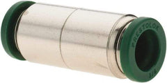 Parker - 3/8" Outside Diam, Nickel Plated Brass Push-to-Connect Tube Union - 300 Max psi, Tube to Tube Connection, Nitrile O-Ring - Industrial Tool & Supply