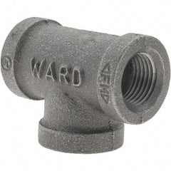 Value Collection - Size 1/2", Class 150, Malleable Iron Black Pipe Tee - 150 psi, Threaded End Connection - Industrial Tool & Supply