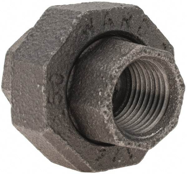Value Collection - Size 1/2", Class 150, Malleable Iron Black Pipe Union - 150 psi, Threaded End Connection - Industrial Tool & Supply