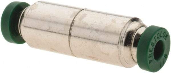 Parker - 1/8" Outside Diam, Nickel Plated Brass Push-to-Connect Tube Union - 300 Max psi, Tube to Tube Connection, Nitrile O-Ring - Industrial Tool & Supply
