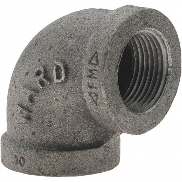 Value Collection - Size 3/4", Class 150, Malleable Iron Black Pipe 90° Elbow - 150 psi, Threaded End Connection - Industrial Tool & Supply