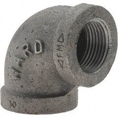 Value Collection - Size 3/4", Class 150, Malleable Iron Black Pipe 90° Elbow - 150 psi, Threaded End Connection - Industrial Tool & Supply