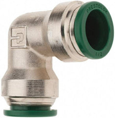 Parker - 1/2" Outside Diam, Nickel Plated Brass Push-to-Connect Tube Union Elbow - 300 Max psi, Tube to Tube Connection, Nitrile O-Ring - Industrial Tool & Supply